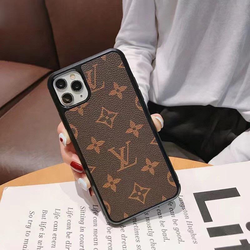 iPhone Series Luxury Brand PU Leather Phone Case Brown