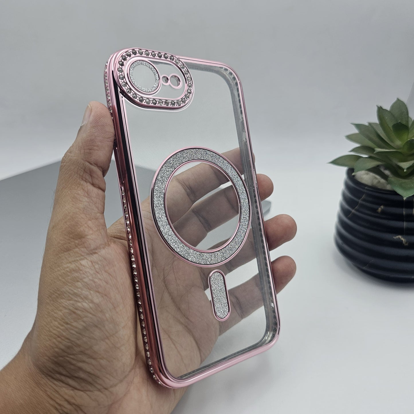 iPhone 16E Luxury Side Diamond Shimmer Magsafe Case
