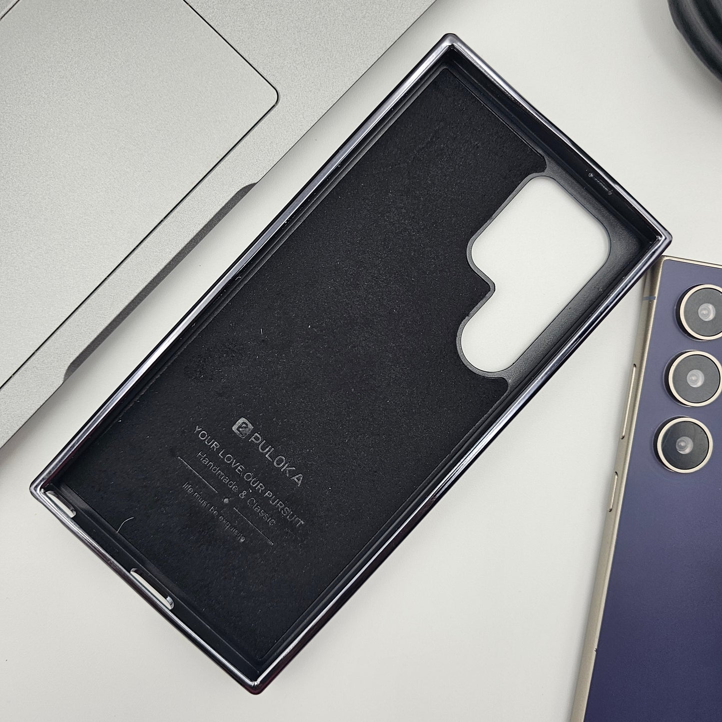 Samsung Galaxy S25 Ultra Minimalistic Design Chrome Case Inside Velvet
