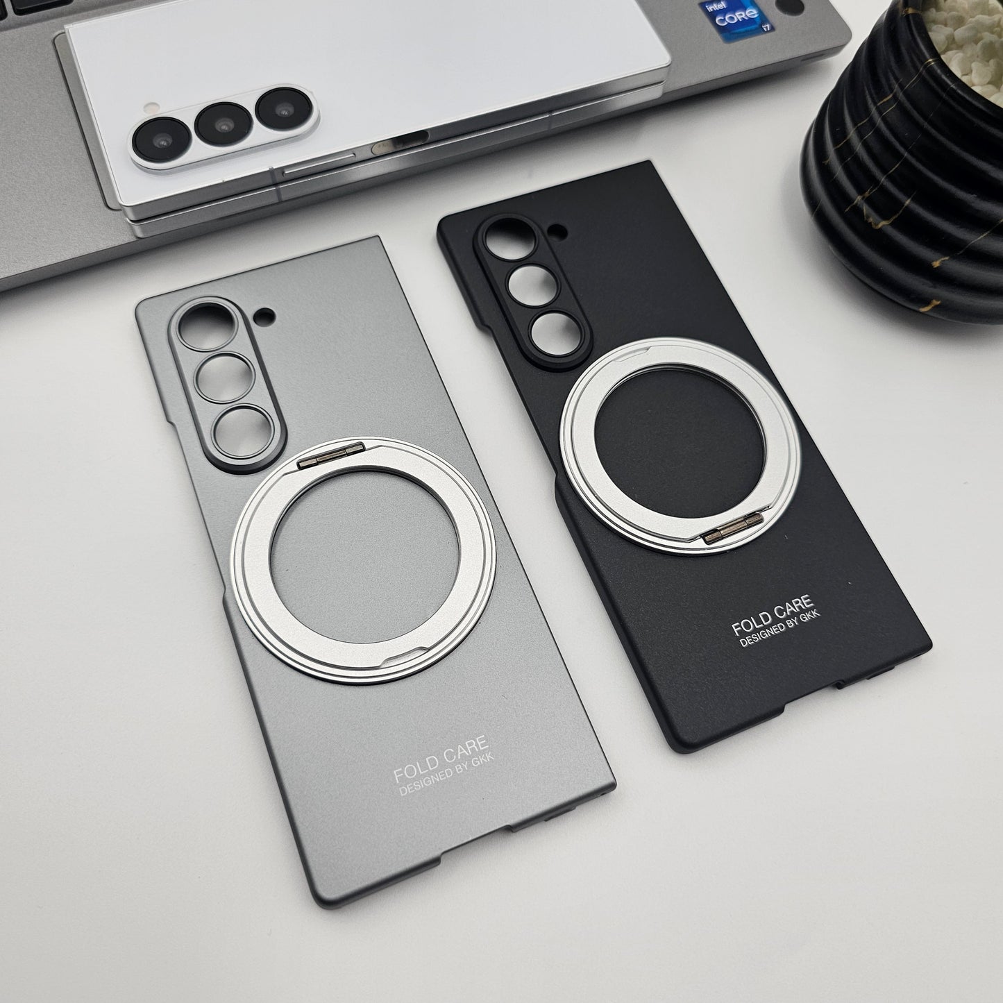 Magnetic Ring Stand Case with Front Screen Protector for Samsung Galaxy Z Fold 7 | Slim Grip & Full Body Coverage