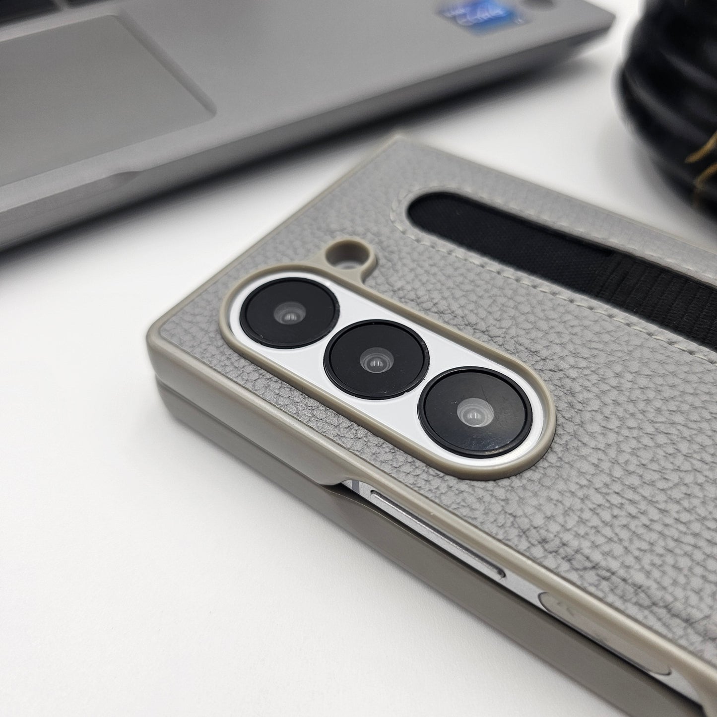 Samsung Galaxy Z Fold 6 PU Leather Case With S-Pen Holder Gray