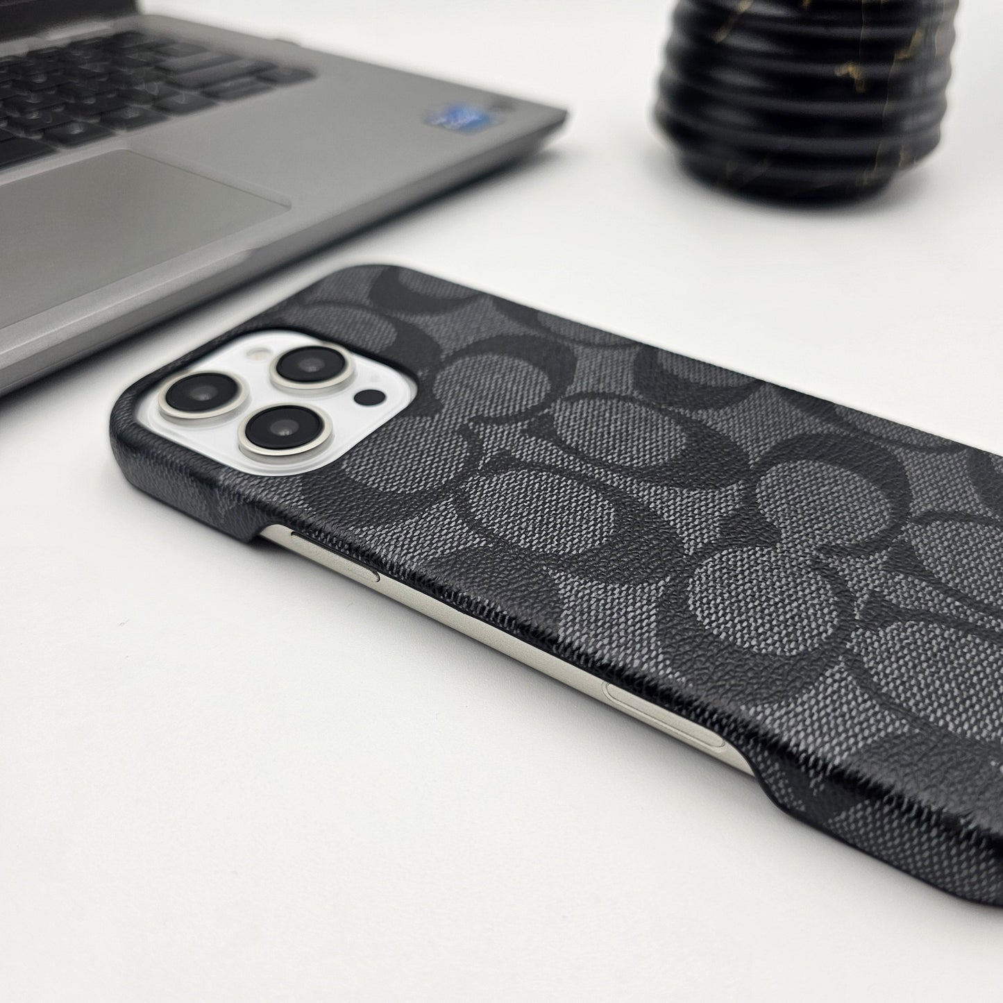 CC Pattern PU Leather Case Cover for iPhone | Iconic Luxury Brand | Slim Designer Fit