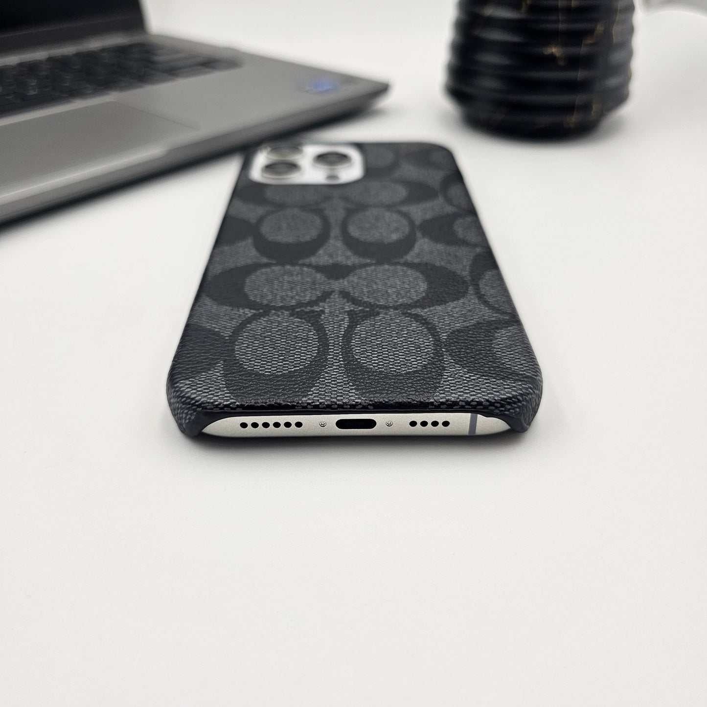 CC Pattern PU Leather Case Cover for iPhone | Iconic Luxury Brand | Slim Designer Fit