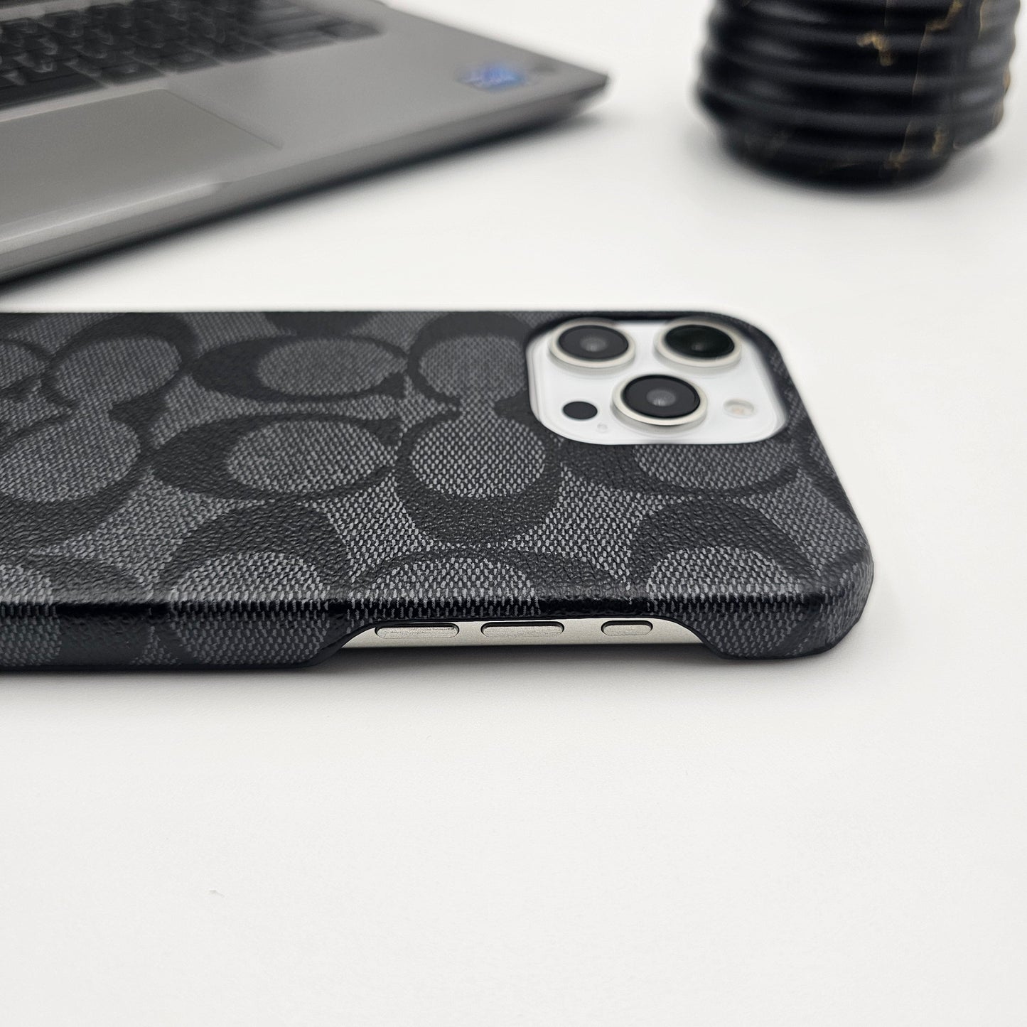 CC Pattern PU Leather Case Cover for iPhone | Iconic Luxury Brand | Slim Designer Fit