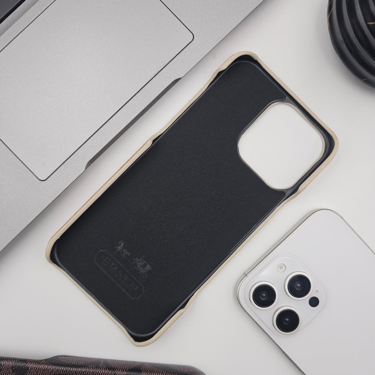 CC Pattern PU Leather Case Cover for iPhone | Iconic Luxury Brand | Slim Designer Fit
