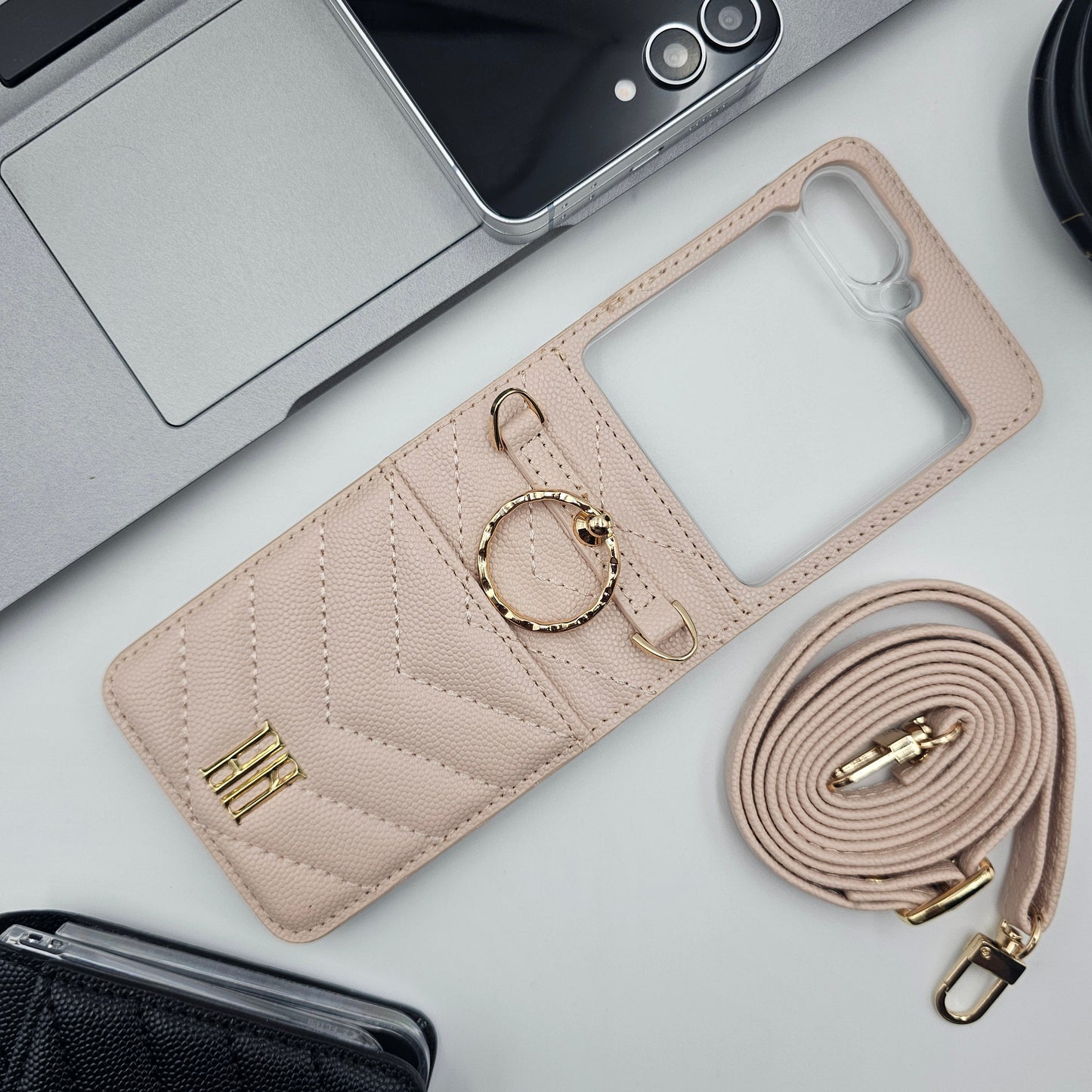 Puffer Cardholder Sling Phone Case Cover for Samsung Galaxy Z Flip 6 | Quilted Strap Wallet Cover