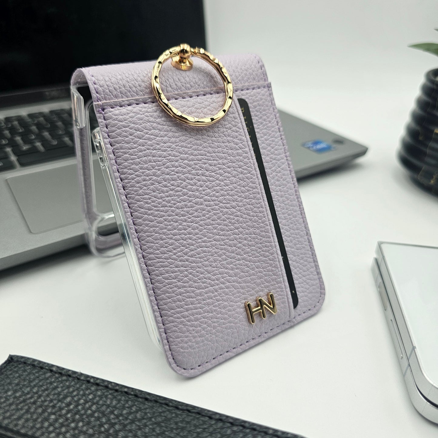 Luxury Leather Case for Samsung Galaxy Z Flip 7 FE | Cardholder | Gold Chain & Ring Holder
