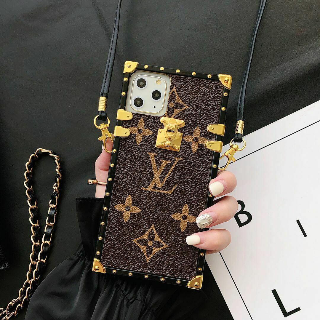 iPhone 15 Series Luxury Branded Trunk Leather Phone Case