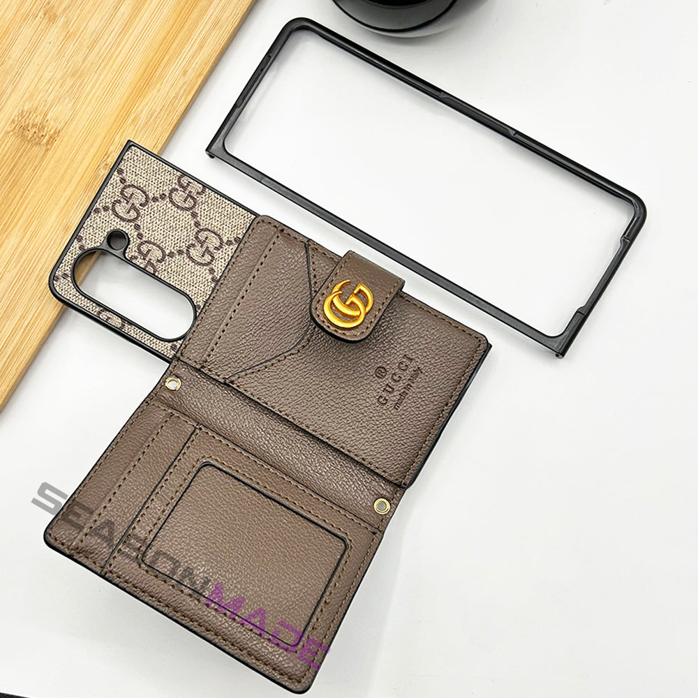 Samsung Galaxy Z Fold 7 Luxury Brand GG Wallet Case Cover