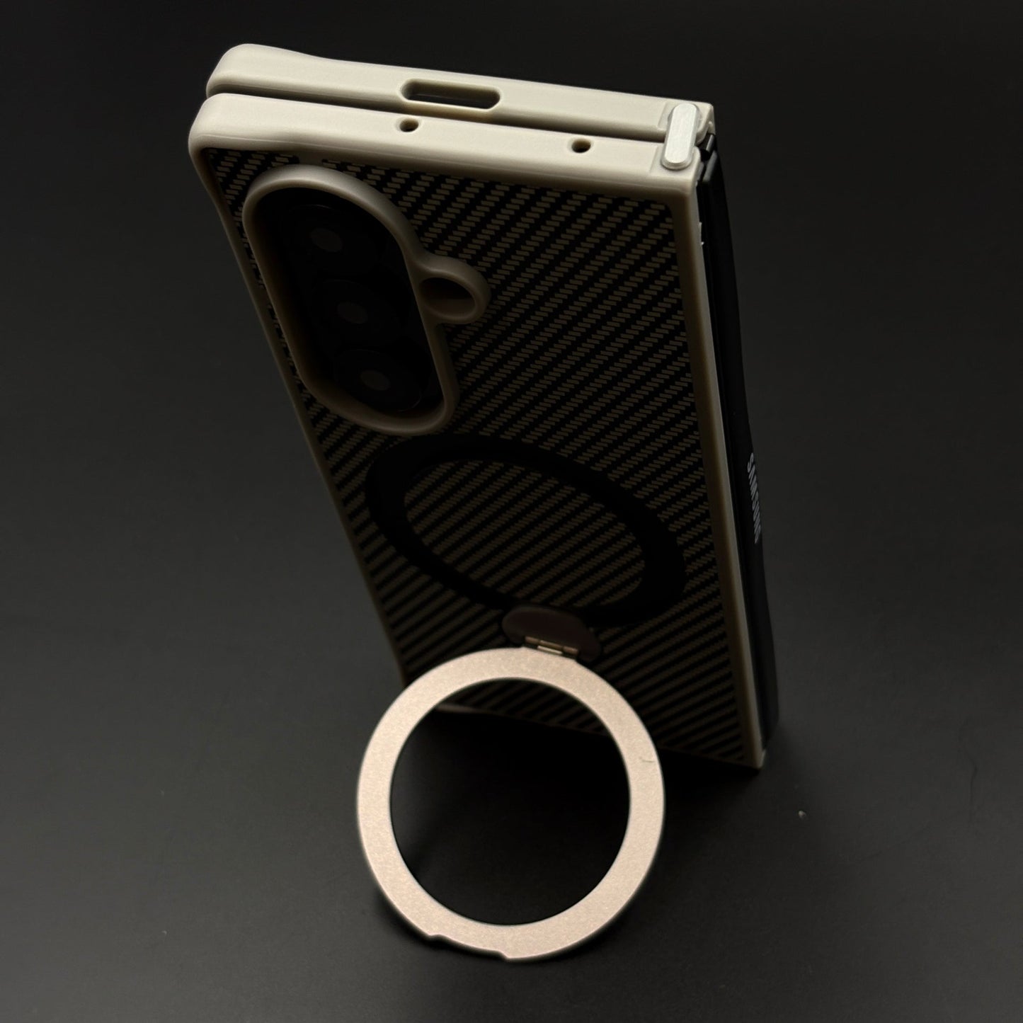 Carbon Fiber MagSafe Case for Samsung Galaxy Z Fold 7 | Rotating Ring Stand | Ultra Slim & Magnetic