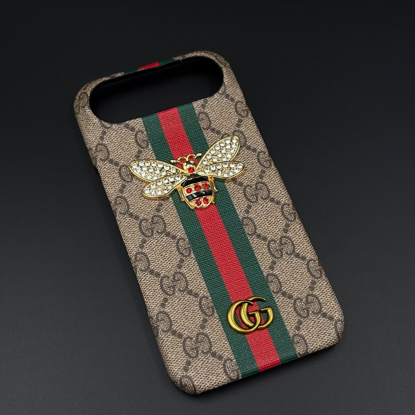 GG Bee Stripe Designer Case for iPhone 17 Air | Luxury Stripe Bee Pattern Cover