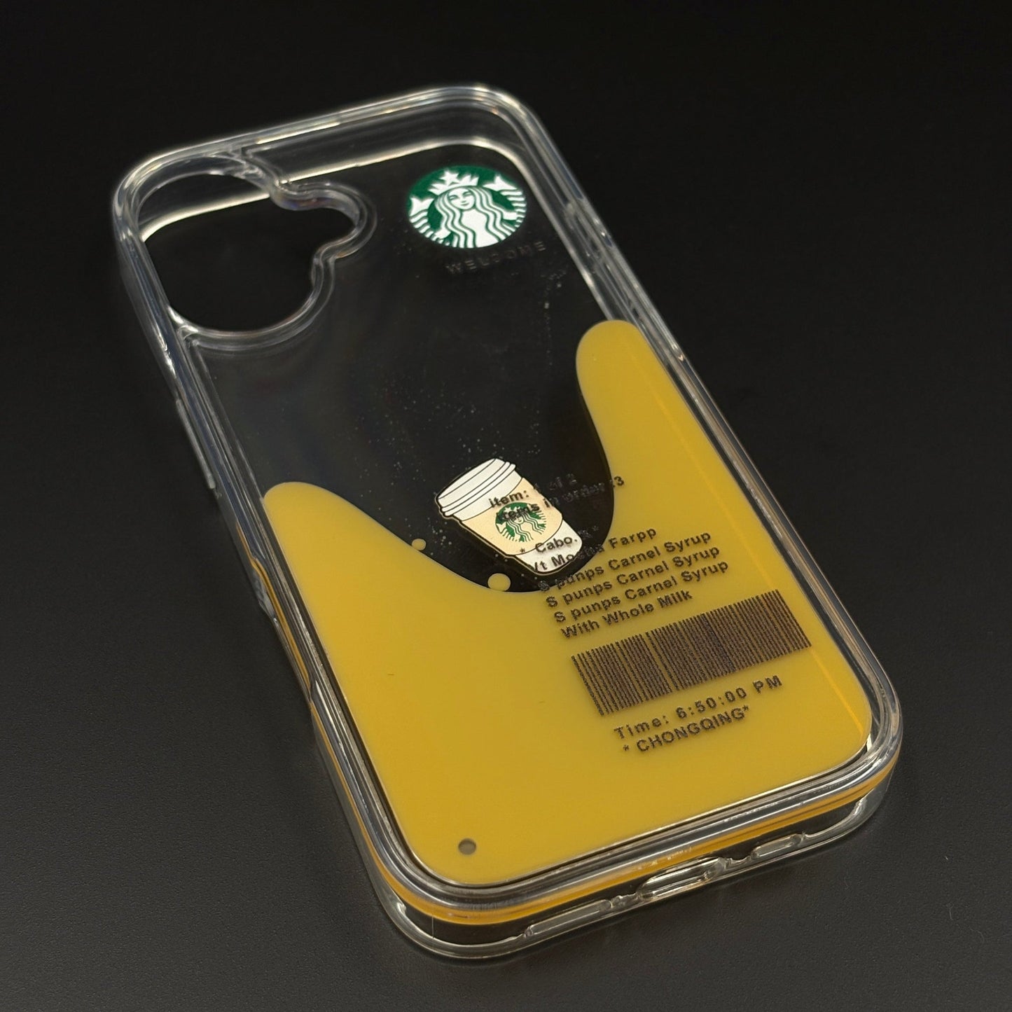 Starbucks Coffee Floating Liquid Cup TPU Case for iPhone 17 | Clear Shockproof Cover