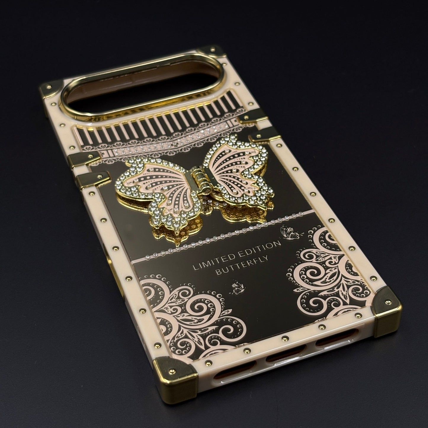 Luxury Butterfly Trunk Phone Case Cover for iPhone 17 Air | Gold Mirror Finish | Diamond Butterfly