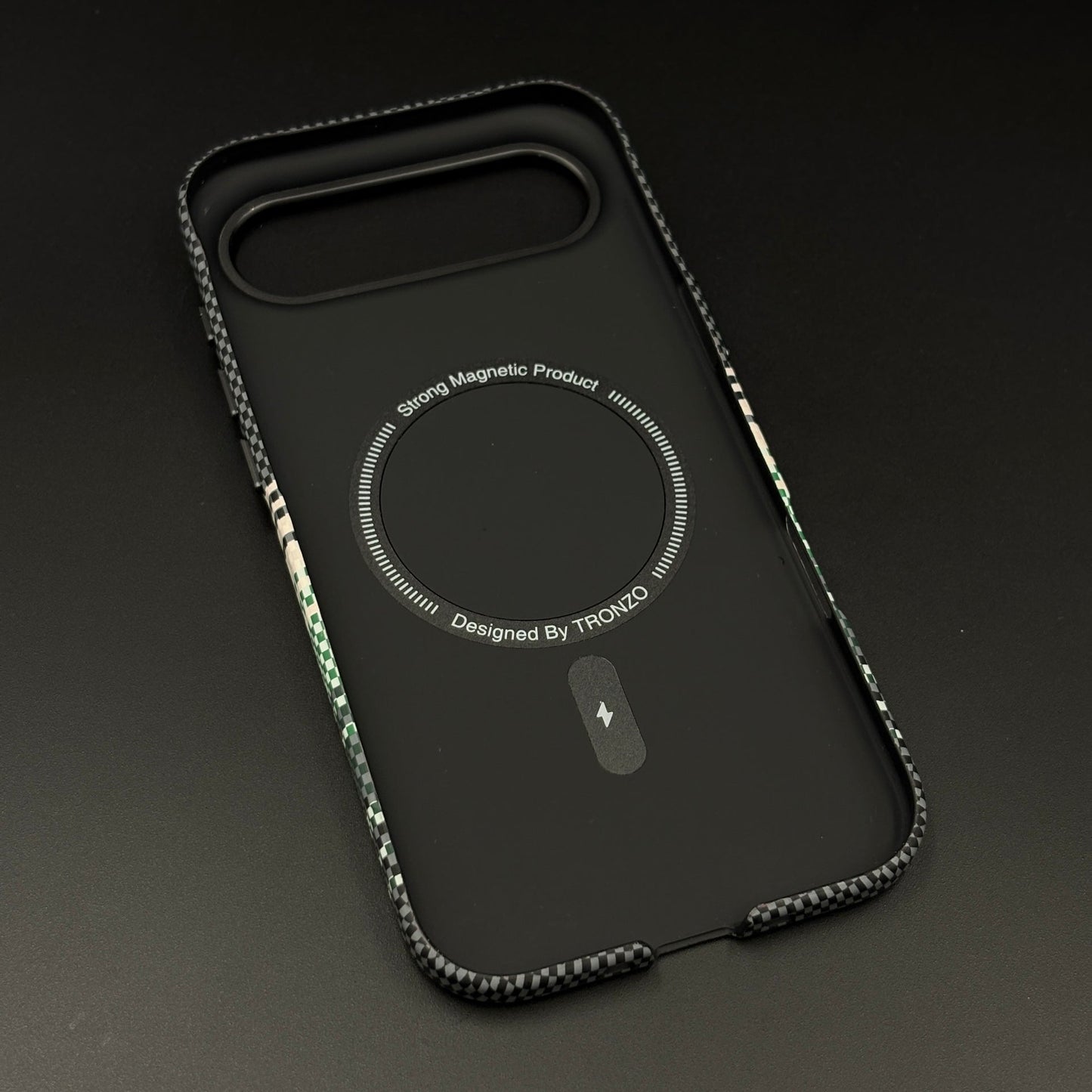 Green Yellow Striped Premium Mobile Case Cover for iPhone 17 Air | Rare Aramid Texture Finish | Real Carbon Fibre Feel | Hidden MagSafe