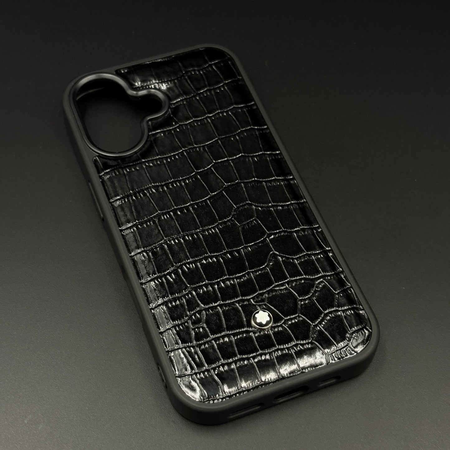 Croc Pattern MB Logo Case for iPhone 17 | Luxury Embossed Leather Protection