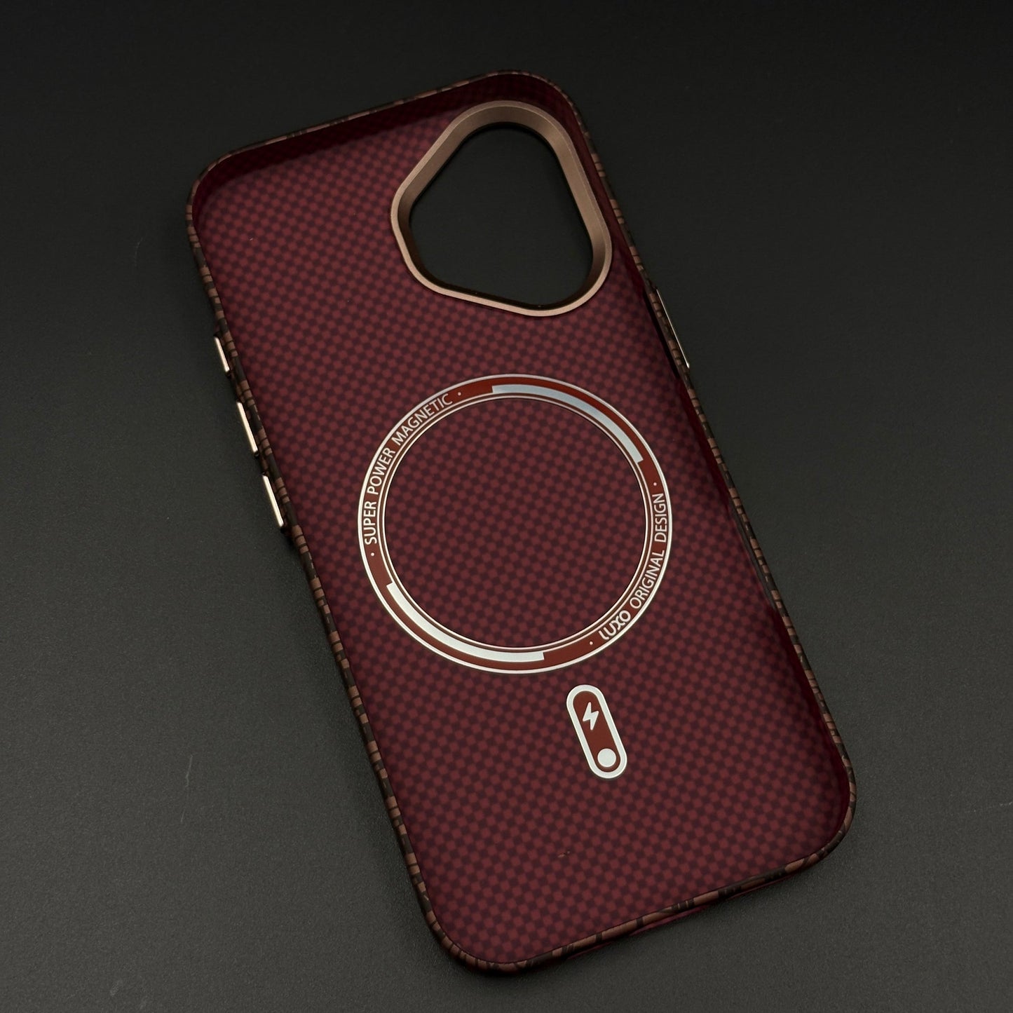 Brown Geometric Slim Mobile Case Cover for iPhone 17 | Rare Aramid Texture Finish | Real Carbon Fibre Feel | Hidden MagSafe