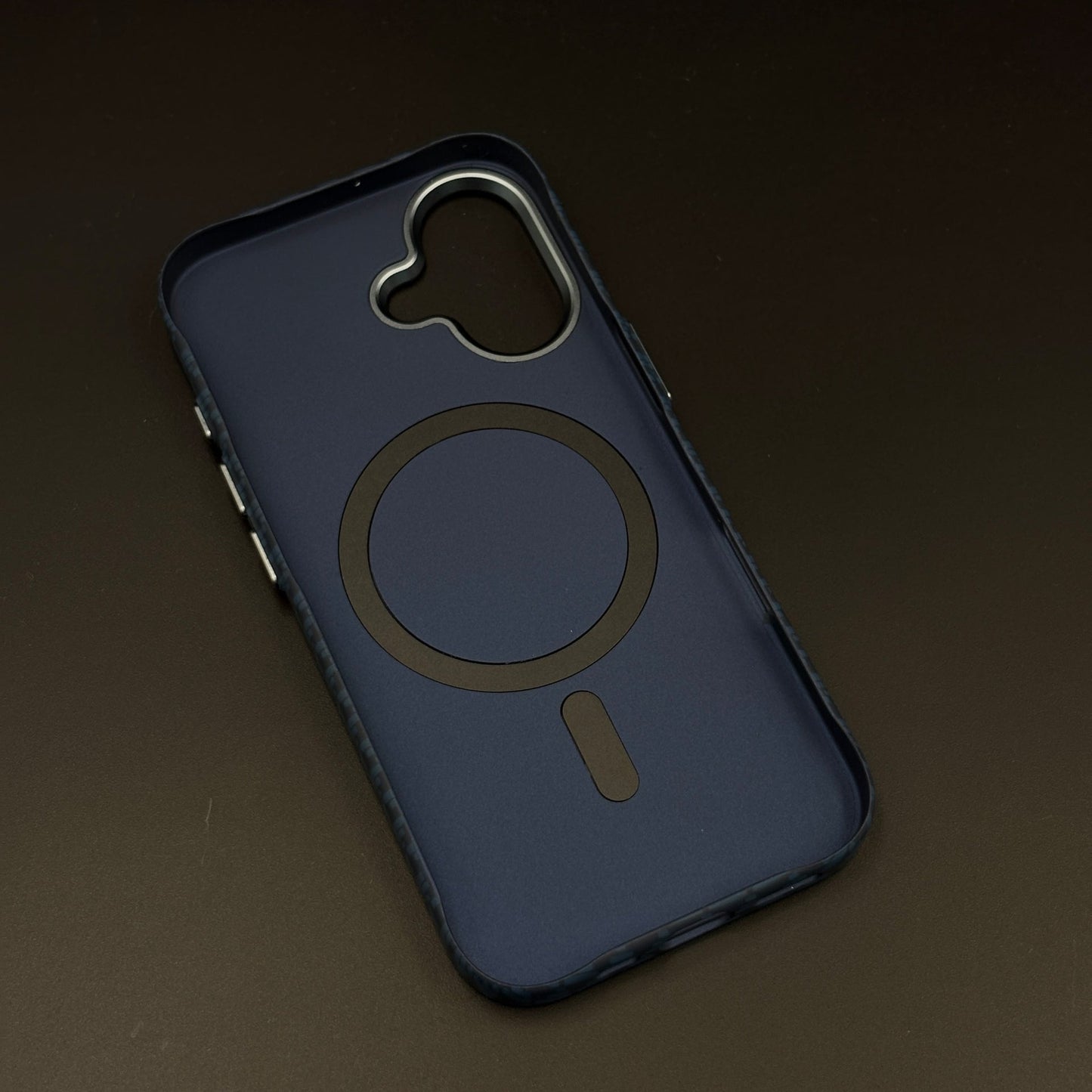 Blue Geometric Slim Mobile Case Cover for iPhone 17 | Rare Aramid Texture Finish | Real Carbon Fibre Feel | Hidden MagSafe