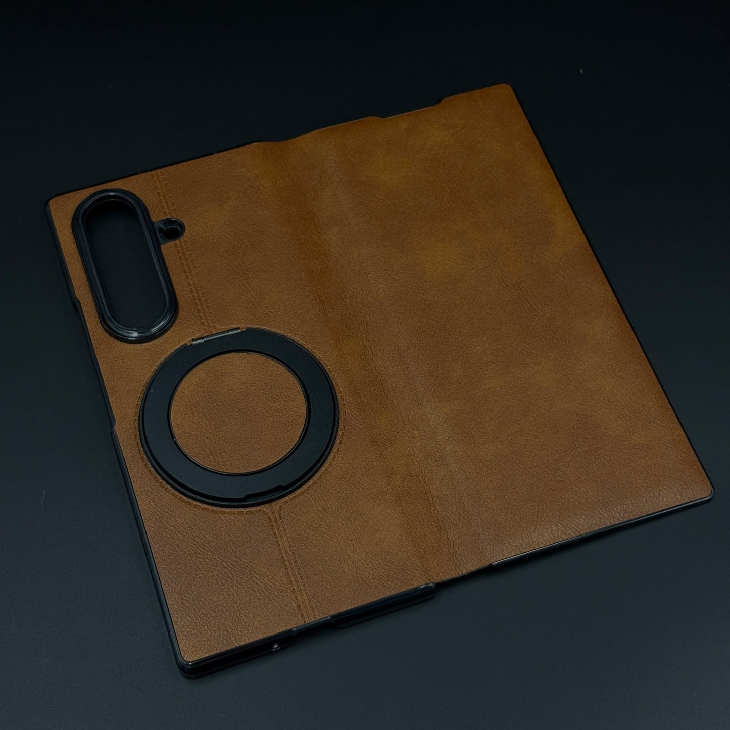 Leather Flip Case with Metal Rotating Stand & MagSafe for Samsung Galaxy Z Fold 5