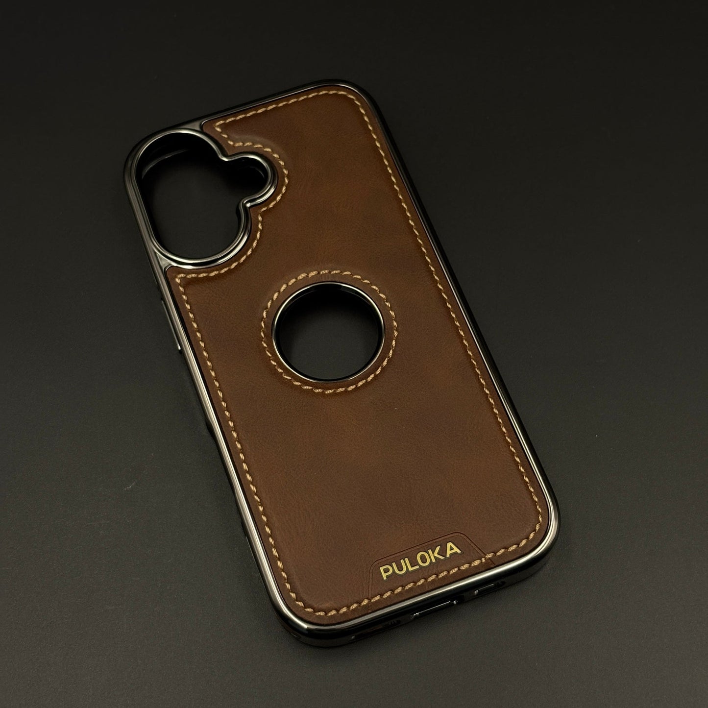 Stitch Leather Hidden MagSafe Logo Cut Case for iPhone 17 | Dual Finish Side Edition