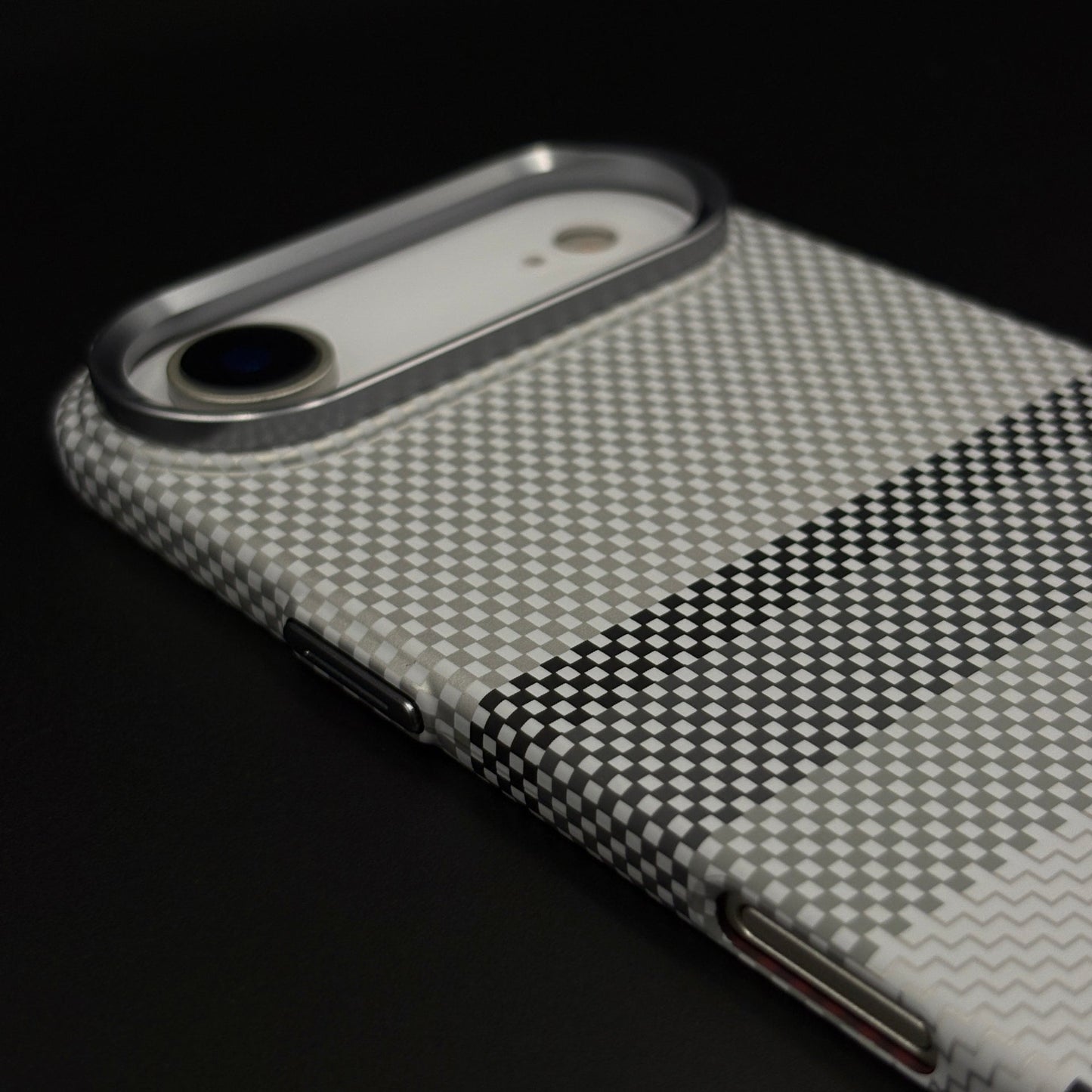 Gray Monochrome Stripe Case Slim Mobile Case Cover for iPhone 17 Air | Rare Aramid Texture Finish | Real Carbon Fibre Feel | Hidden MagSafe