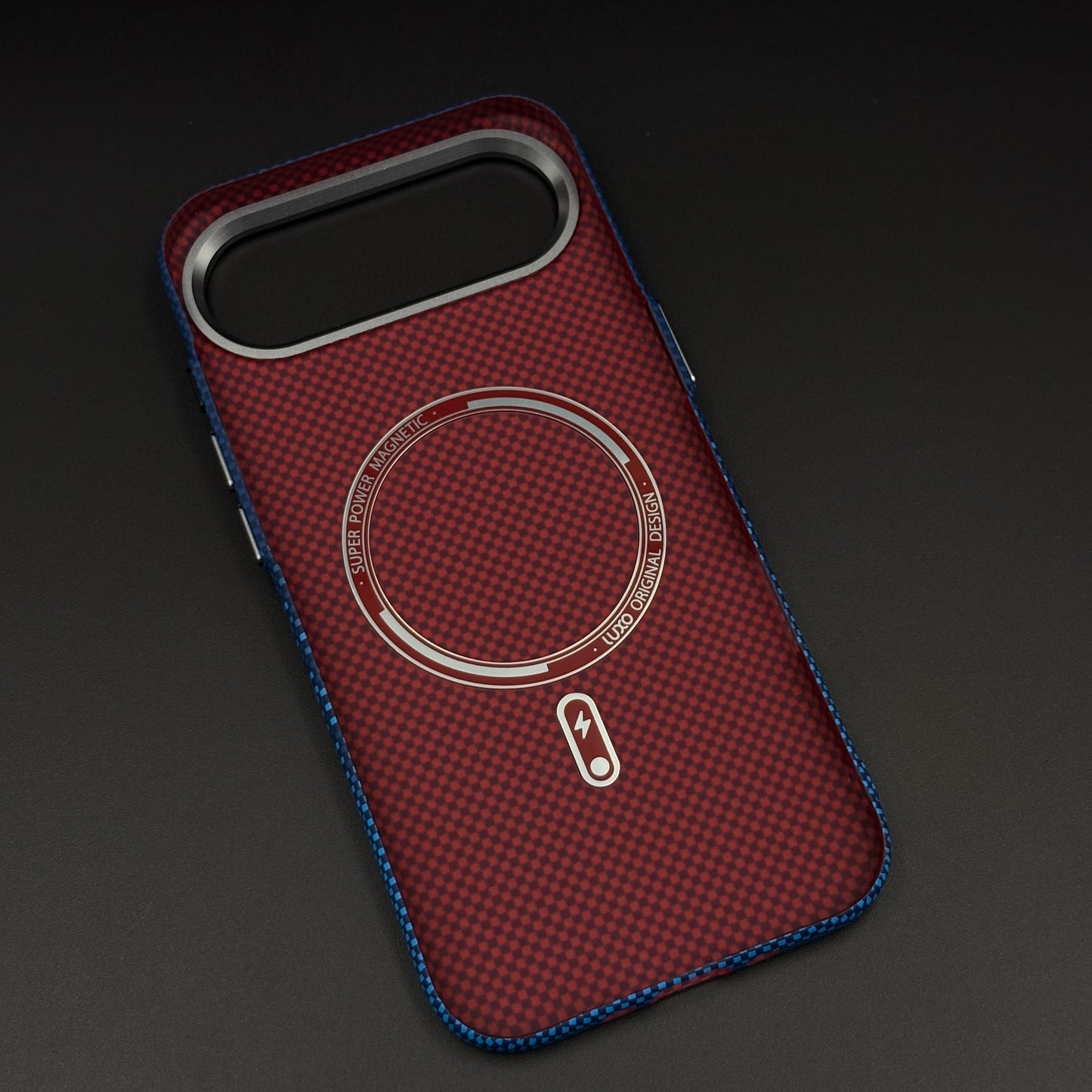Midnight Blue Stripe Case Slim Mobile Case Cover for iPhone 17 Air | Rare Aramid Texture Finish | Real Carbon Fibre Feel | Hidden MagSafe