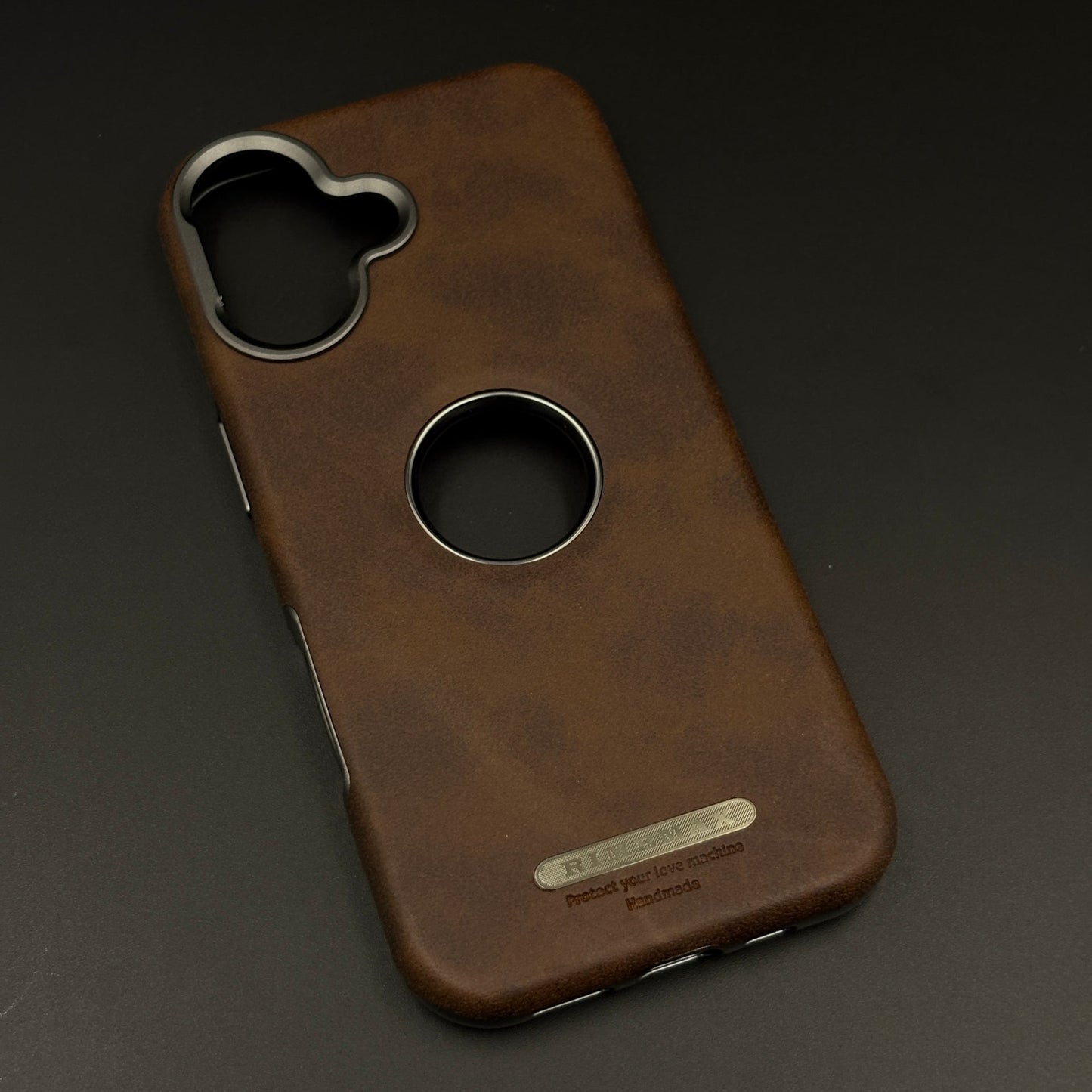 Logo Cut Hidden MagSafe Leather Mobile Case Cover for iPhone 17 | Exposed Apple Logo