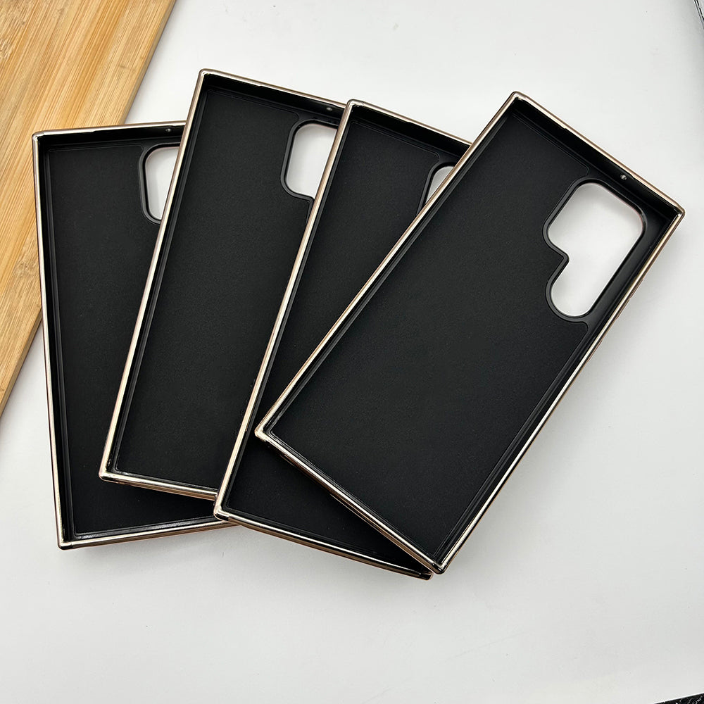 Samsung Galaxy S22 Ultra PU Leather Chrome Plated Case Cover