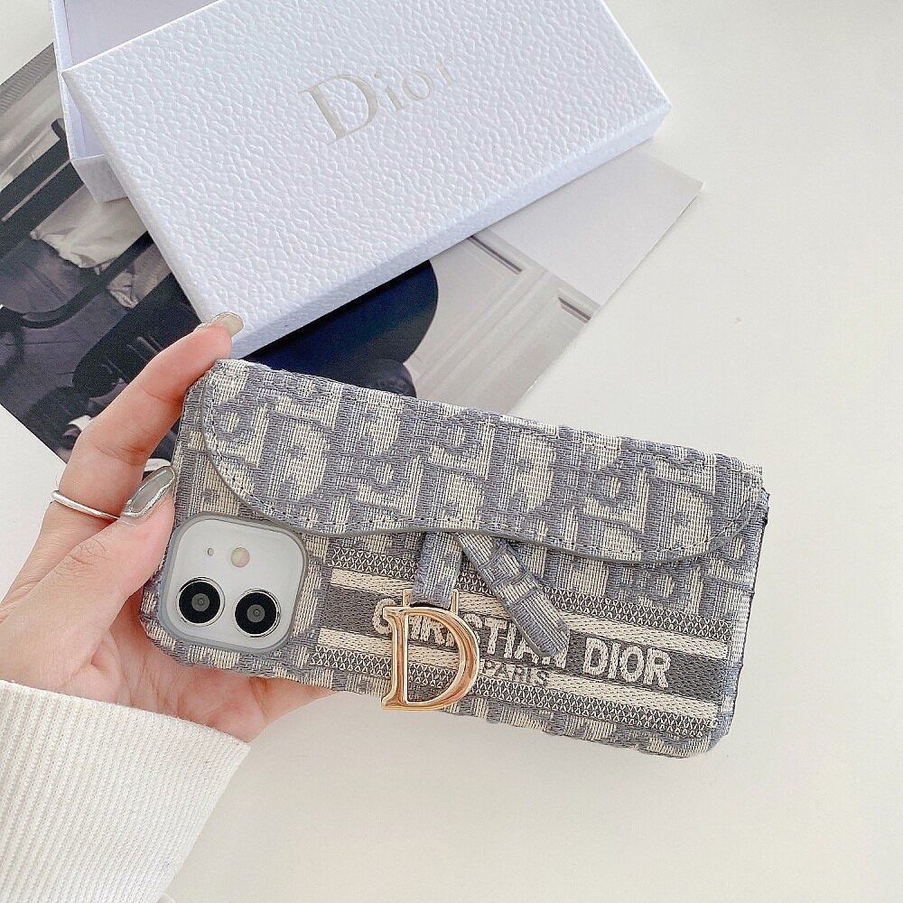 CD Embroidered Card Slot Case for iPhone 16 Series | Elegant Brand Detail | Wallet Holder Edition