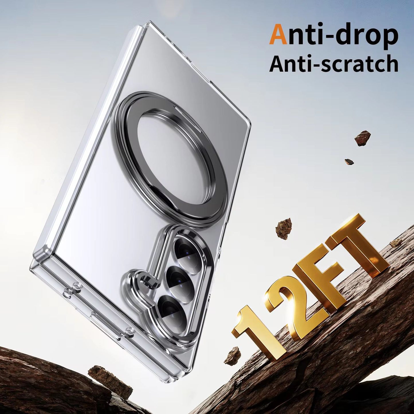 Premium Transparent Case with 360° Rotating Kickstand for Samsung Galaxy Z Fold 7 | No-Yellowing | Sleek Fit