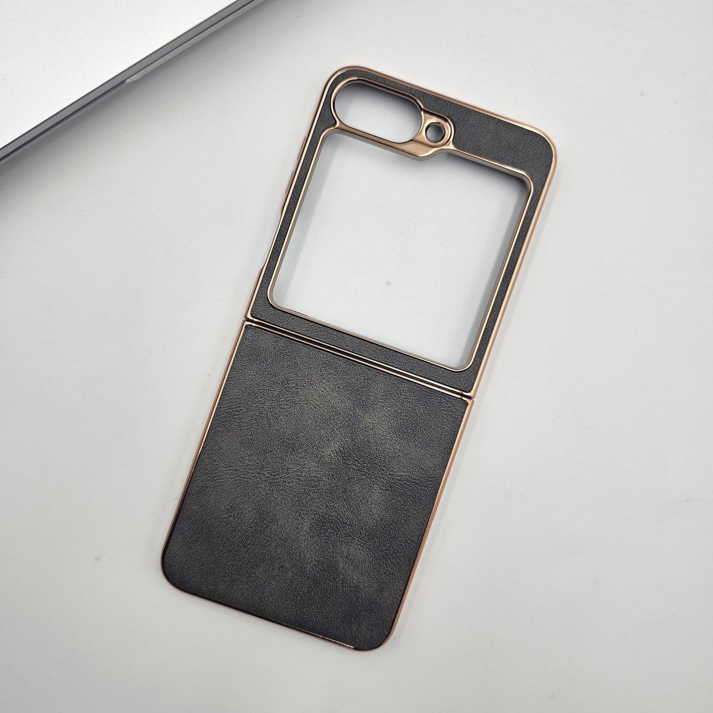 Samsung Galaxy Z Flip 6 Gold Electroplated Luxury Leather Case