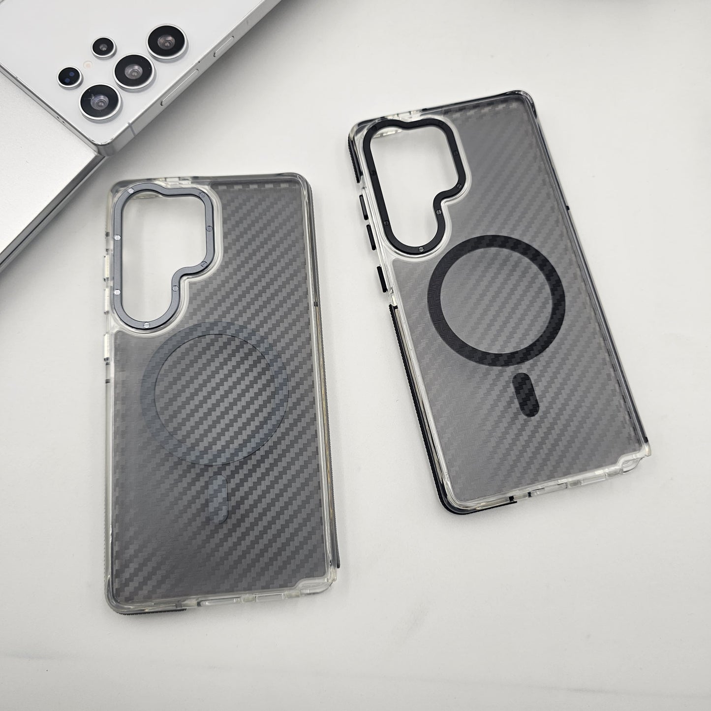 Carbon Fibre Matte MagSafe Case for Samsung Galaxy S24 Ultra | Smokey Finish Protection