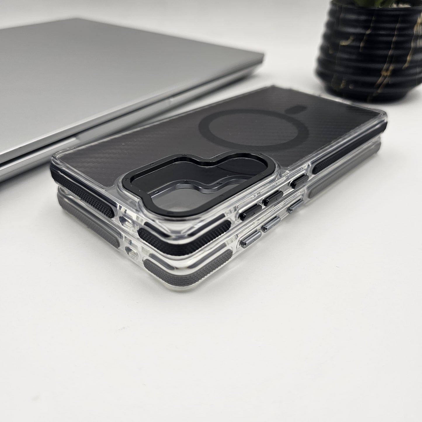 Carbon Fibre Matte MagSafe Case for Samsung Galaxy S24 Ultra | Smokey Finish Protection