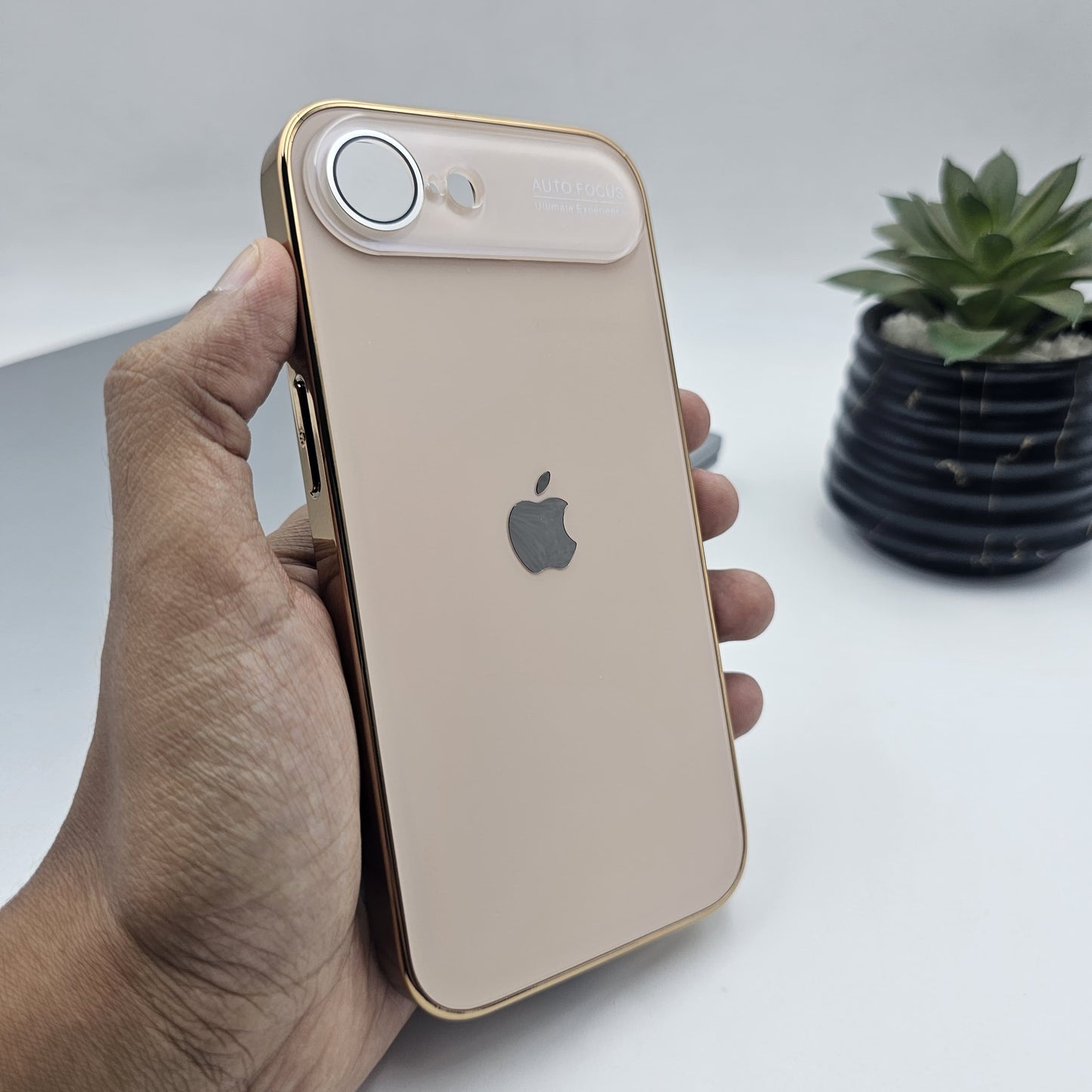 iPhone 16E Luxury Backplane Glass Chromatic Lens Shield Case Cover