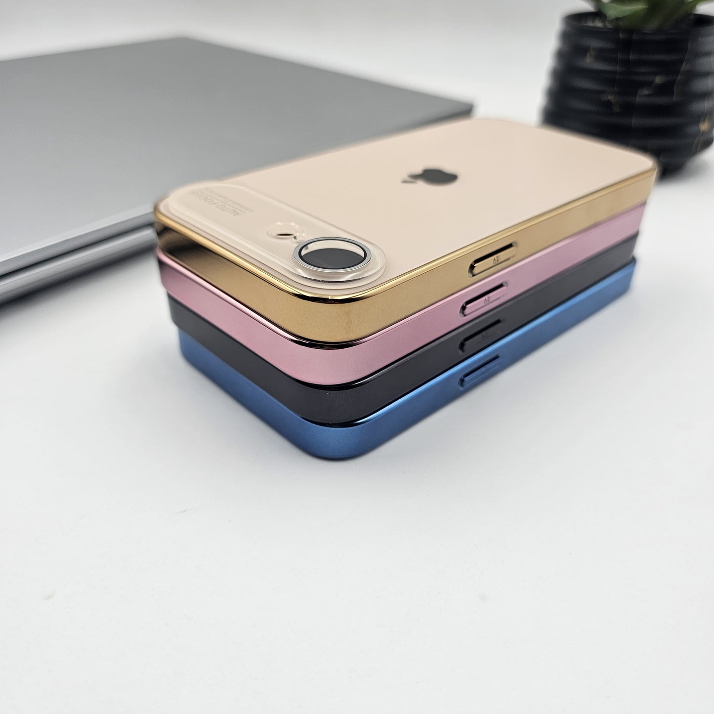 iPhone 16E Luxury Backplane Glass Chromatic Lens Shield Case Cover