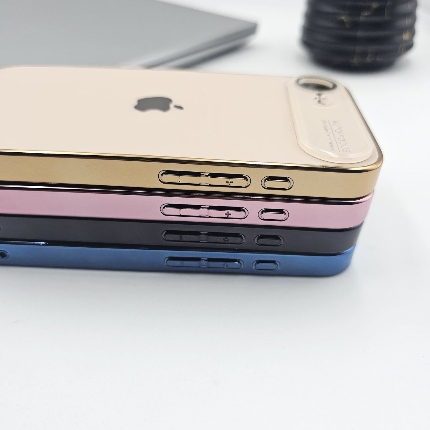 iPhone 16E Luxury Backplane Glass Chromatic Lens Shield Case Cover