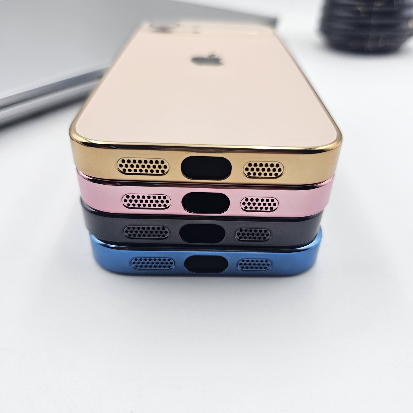 iPhone 16E Luxury Backplane Glass Chromatic Lens Shield Case Cover