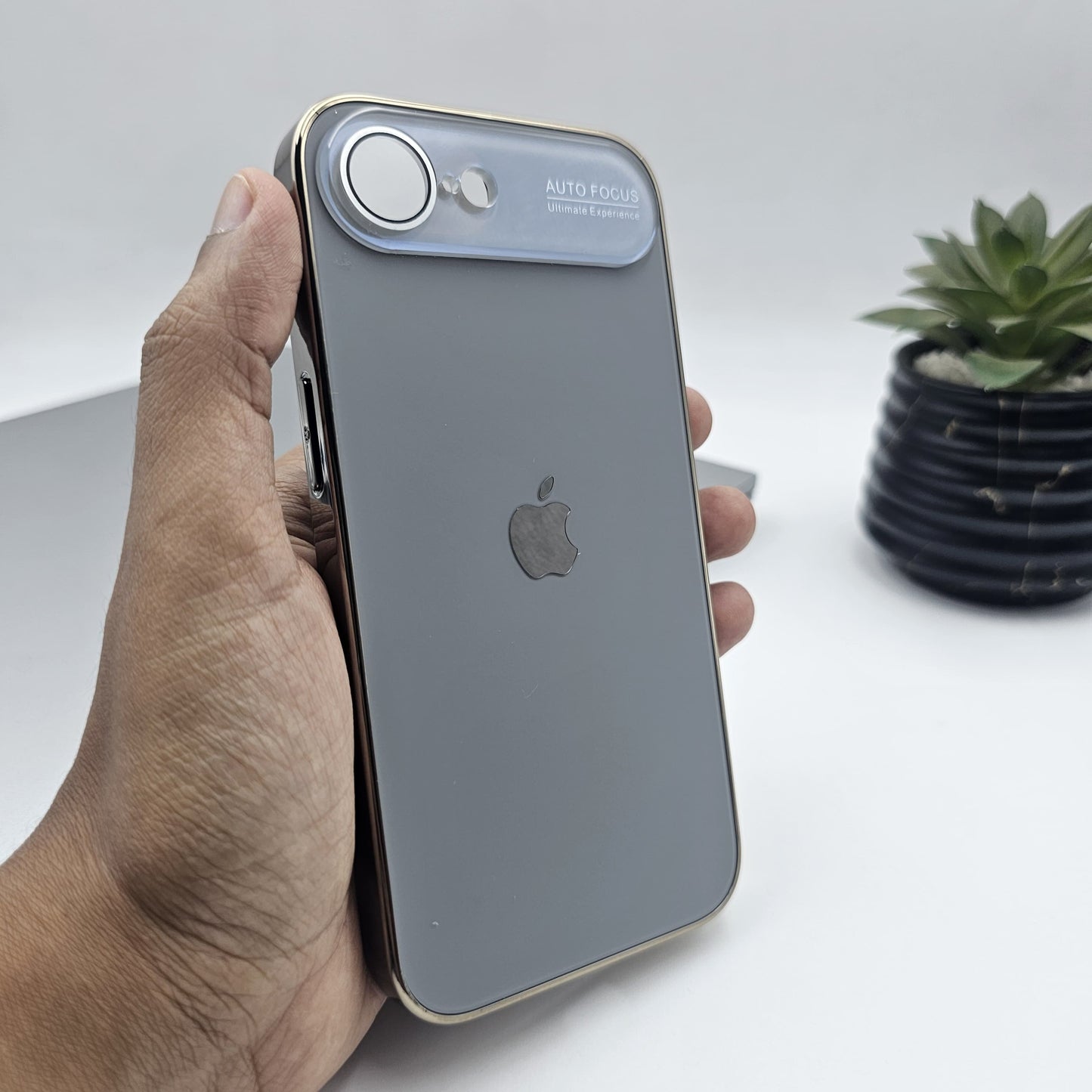 iPhone 16E Luxury Backplane Glass Chromatic Lens Shield Case Cover