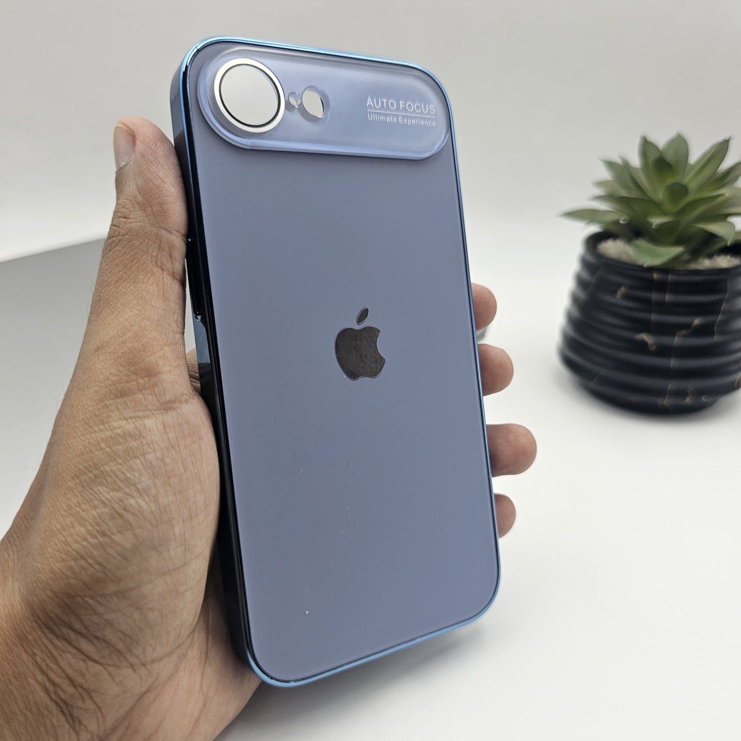 iPhone 16E Luxury Backplane Glass Chromatic Lens Shield Case Cover