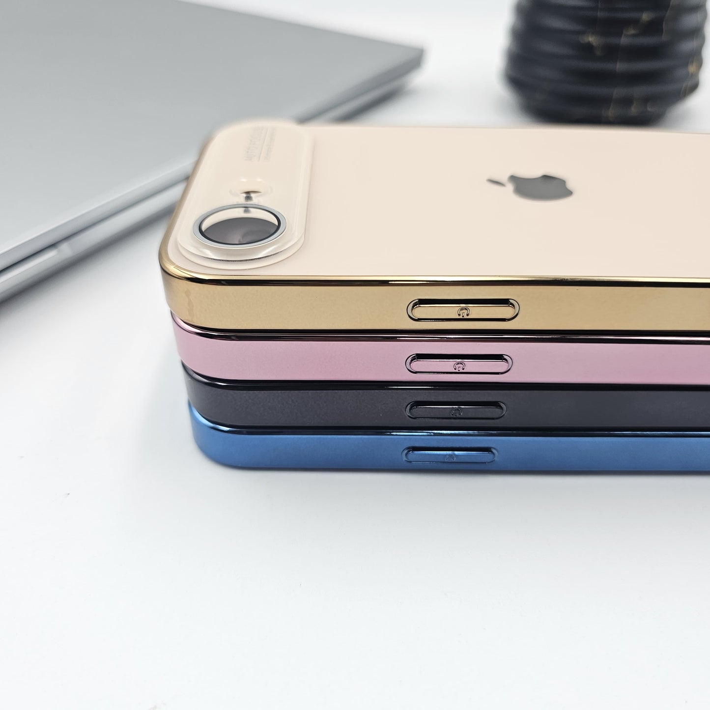 iPhone 16E Luxury Backplane Glass Chromatic Lens Shield Case Cover
