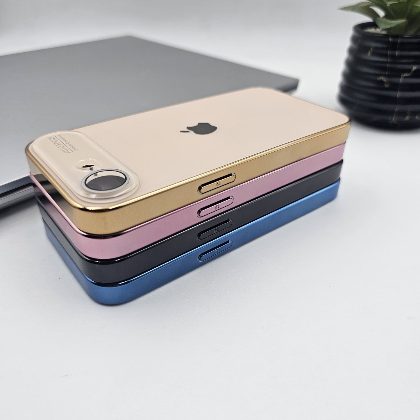 iPhone 16E Luxury Backplane Glass Chromatic Lens Shield Case Cover