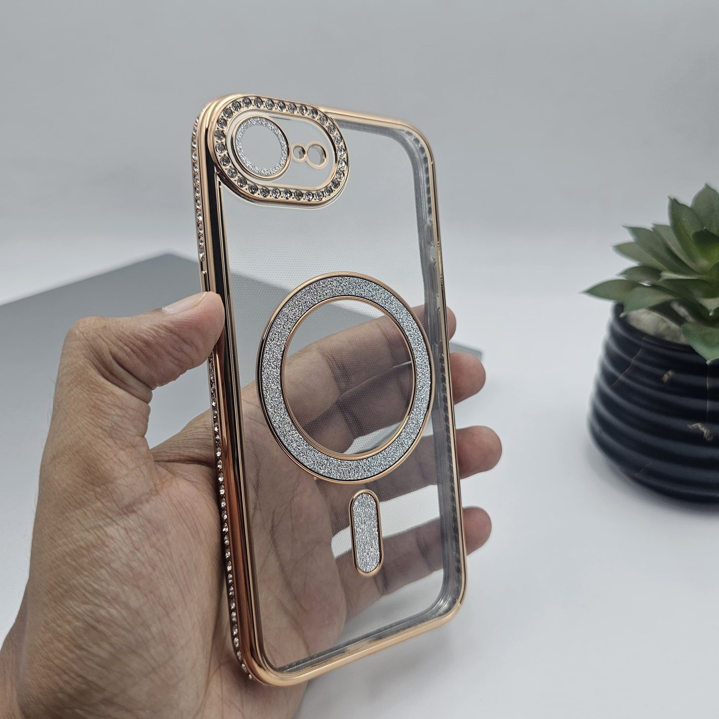 iPhone 16E Luxury Side Diamond Shimmer Magsafe Case