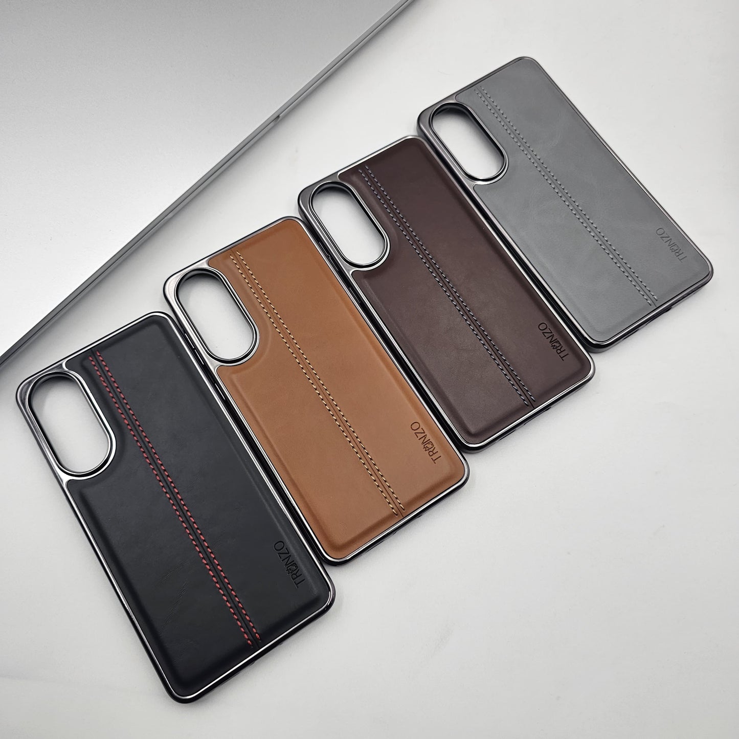 Samsung Galaxy S25 Edge Centre Stitched Leather Chrome Case