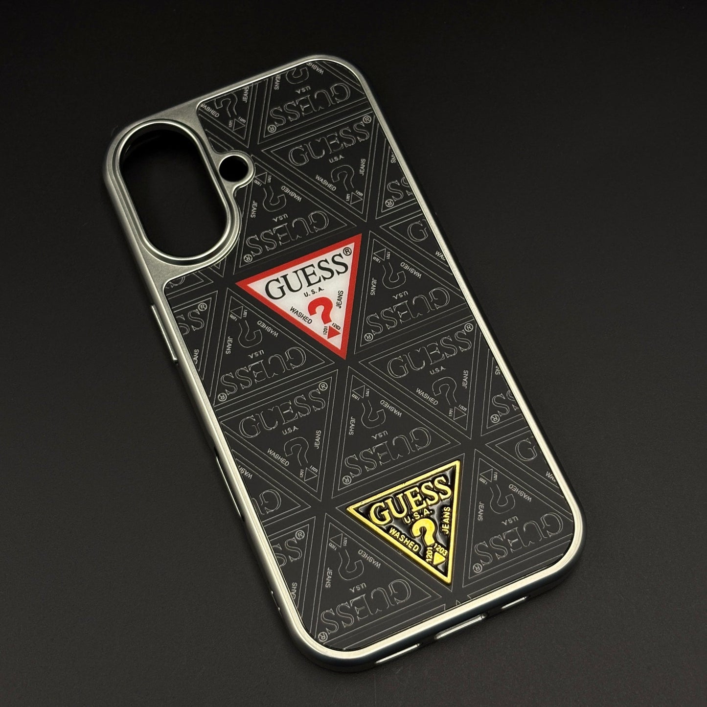 GS Fashion Brand Metal Style Frame Case Cover for iPhone 17