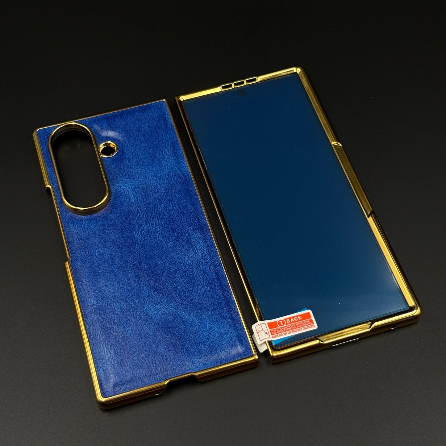 Leather Chrome Plated Case with Front Screen Protector for Samsung Galaxy Z Fold 7 | Luxury Protective Cover