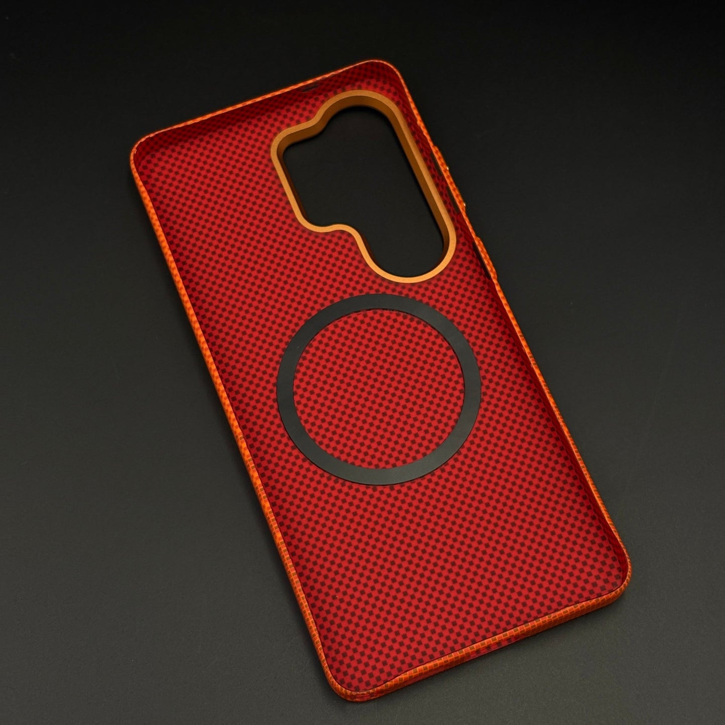 Burnt Sunset Grid Carbon Fiber Hidden MagSafe Case Cover for Samsung Galaxy S26 Ultra