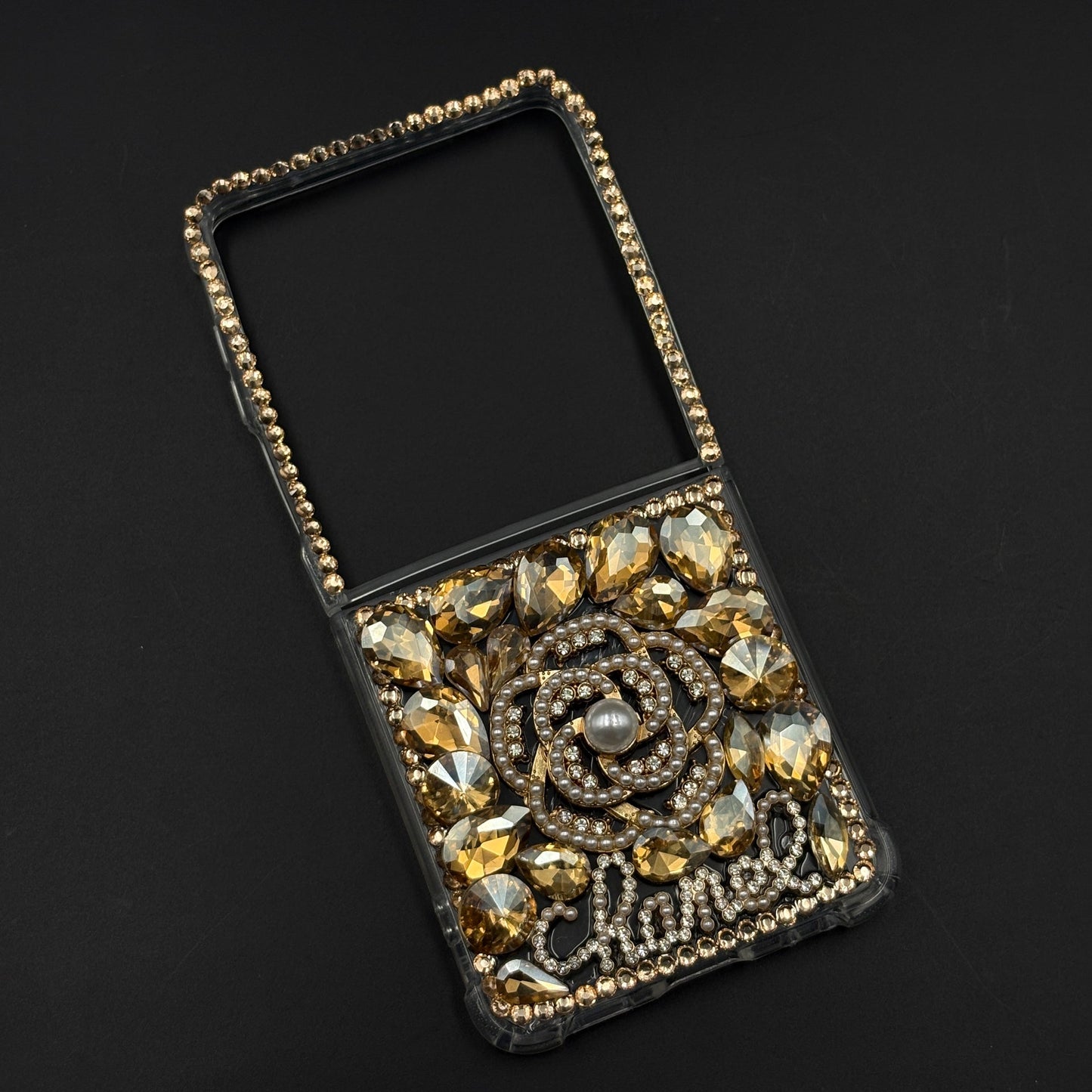 Golden Bloom Rhinestone Luxe Case for Samsung Galaxy Z Flip 7
