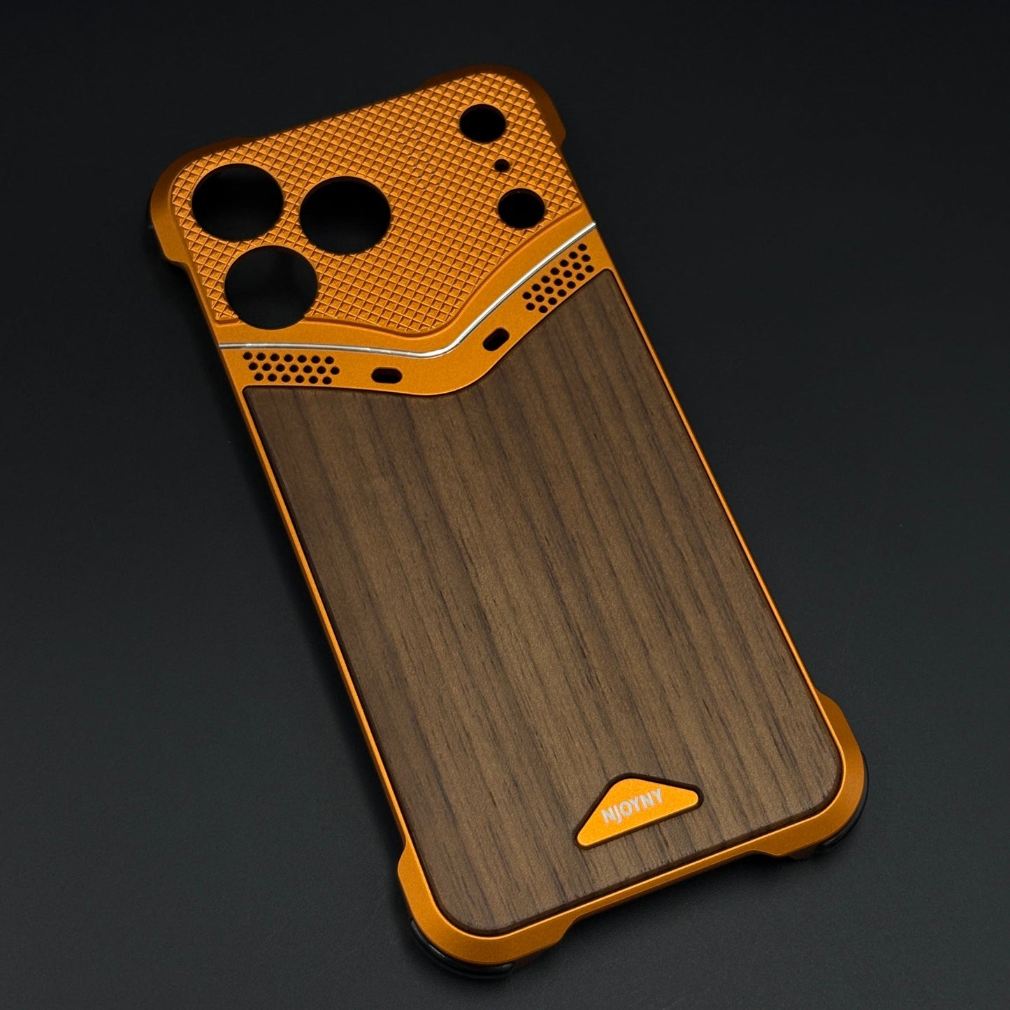 Rugged Wooden Metal Mobile Case Cover for iPhone 17 Series