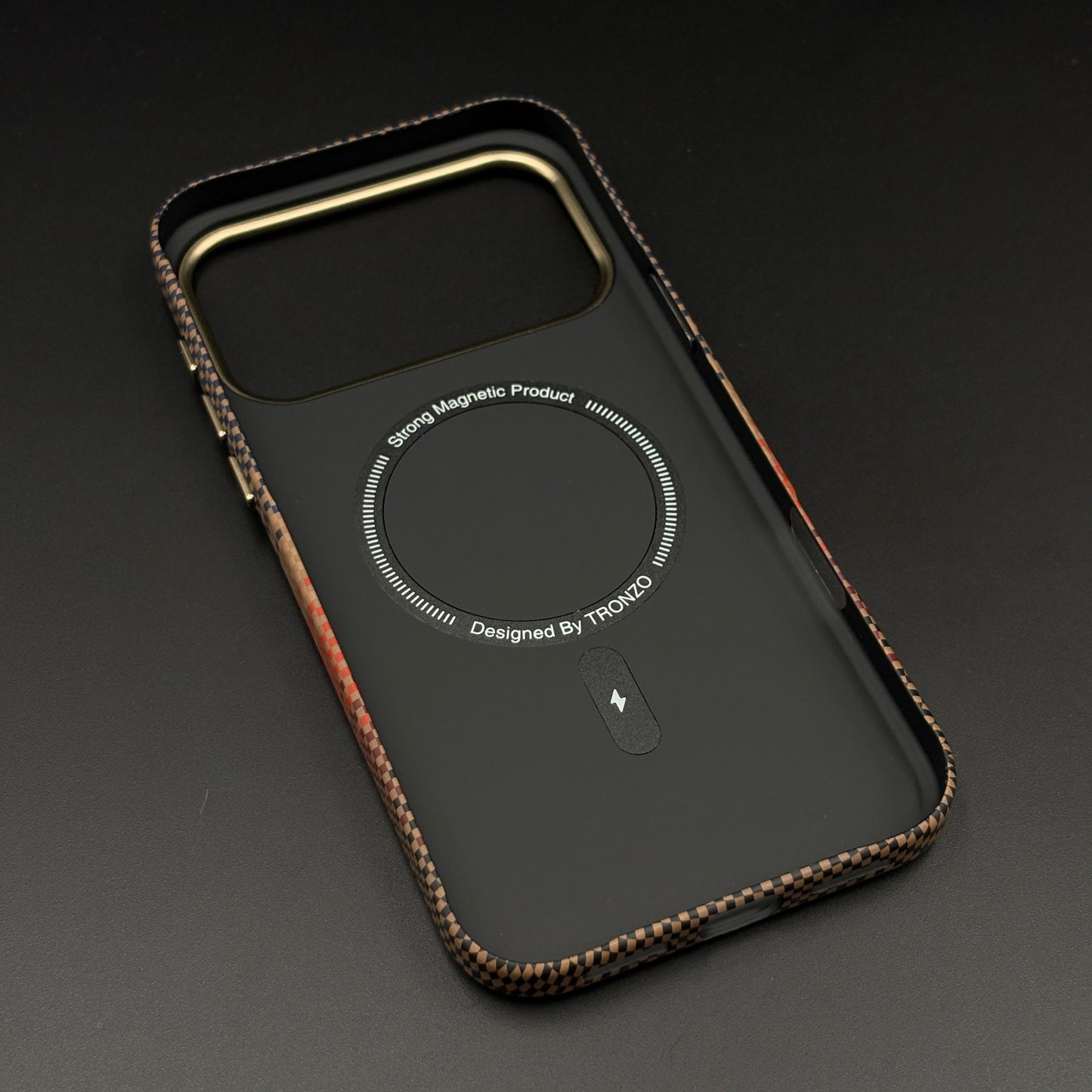 Carbon Texture Sunset Stripe Mobile Case Cover for iPhone 17 Series | Rare Aramid Texture Finish | Real Carbon Fibre Feel | Hidden MagSafe