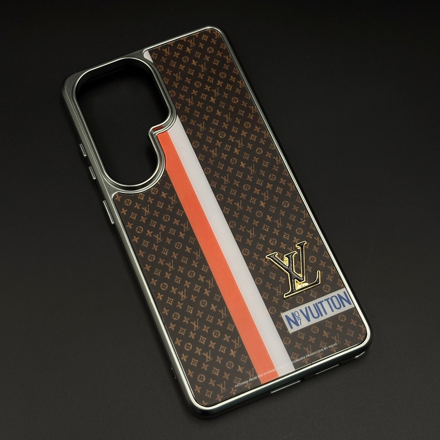 Luxury Fashion Stripe Monogram Metal Style Frame Case Cover for Samsung Galaxy S26 Ultra