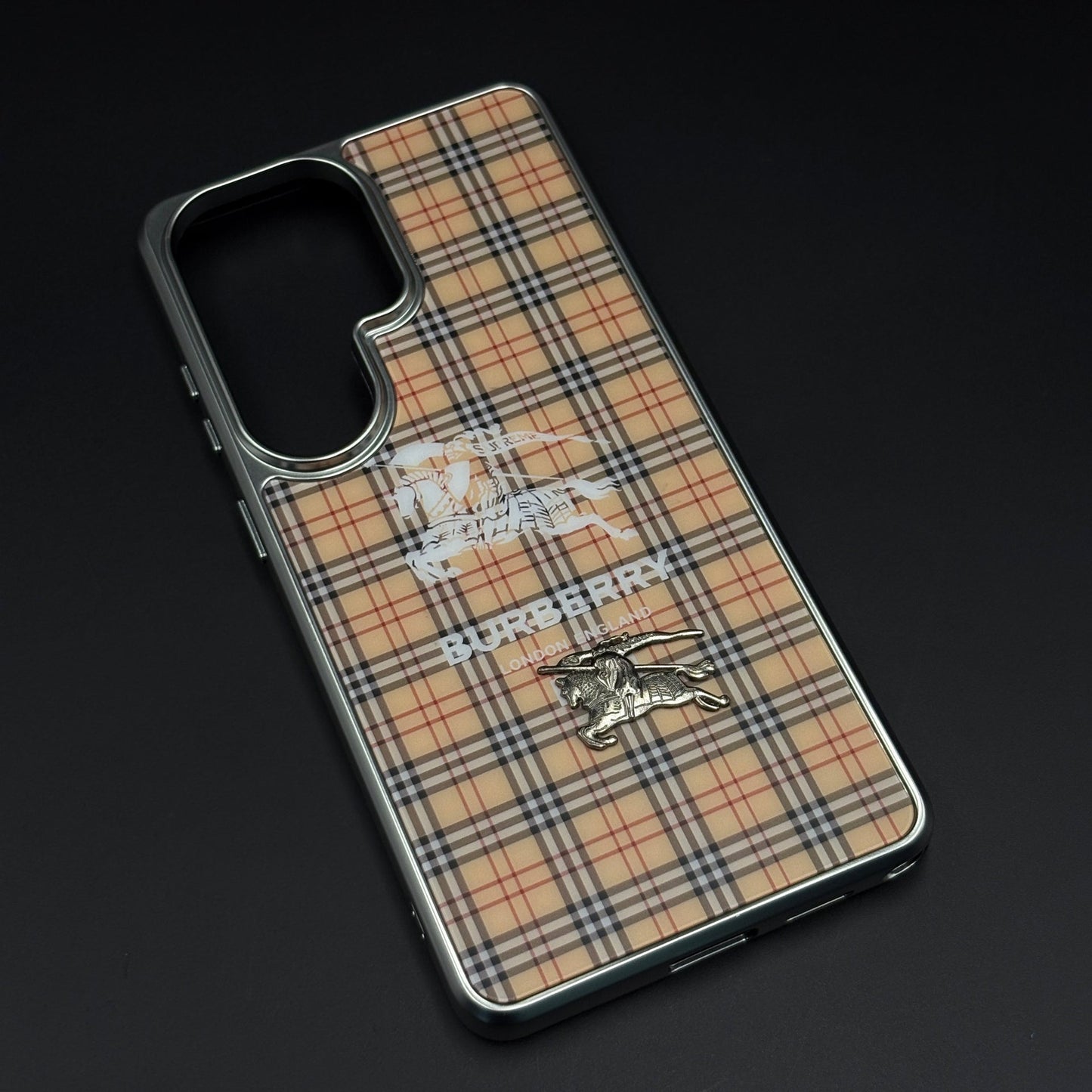 BBRY Check Plaid Metal Style Frame Case for Samsung Galaxy S26 Ultra